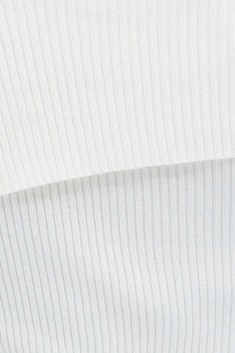 White Knit Top Off The Shoulder Ribbed