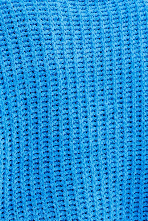 Blue Knit Jumper Turtle Neck Chenille