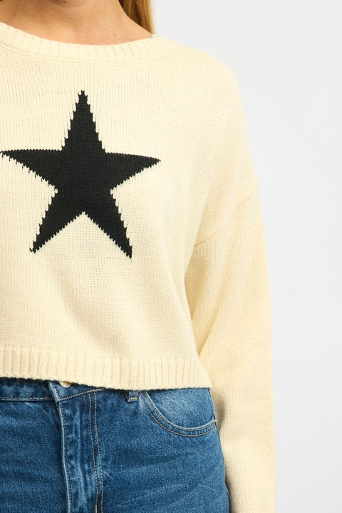 White Star Knit Jumper Long Sleeve