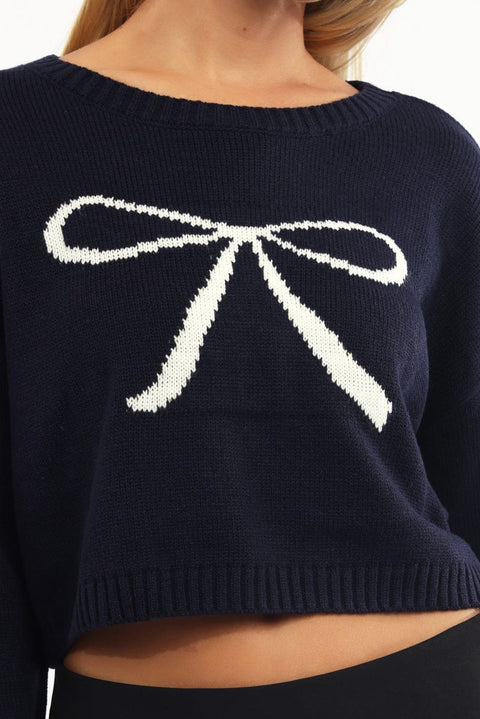 Blue Knit Jumper Long Sleeve Crew Neck