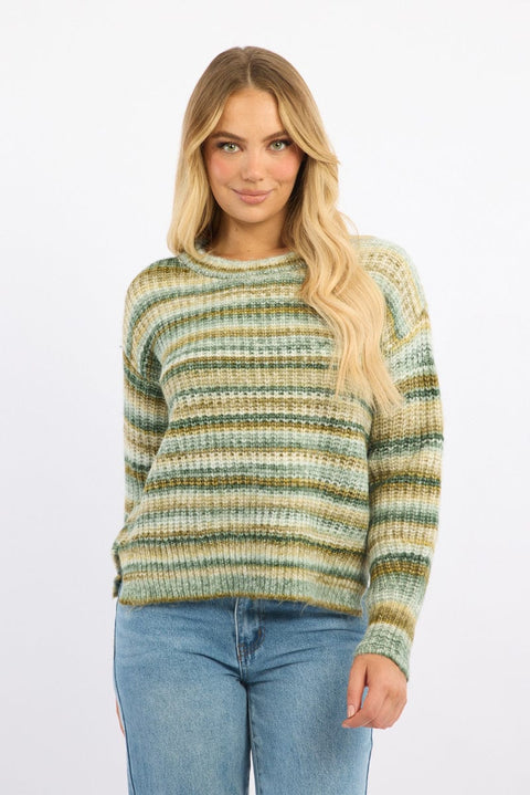 Green Stripe Stripe Knit Jumper