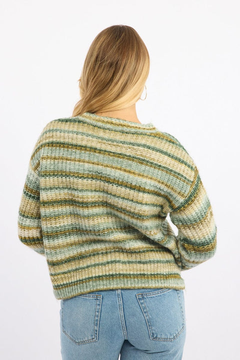 Green Stripe Stripe Knit Jumper