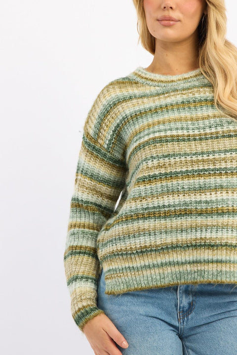 Green Stripe Stripe Knit Jumper