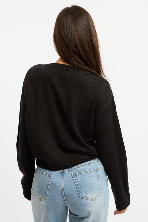 Black Cherry Knit Top Long Sleeve