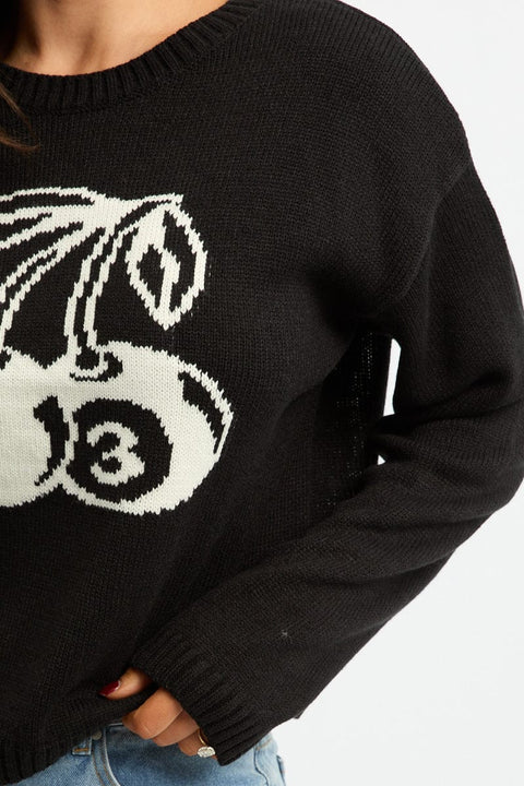 Black Cherry Knit Top Long Sleeve
