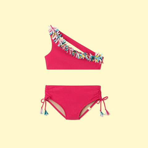 The Girls Multi Confetti Sidestroke Bikini Set - Dragon Fruit