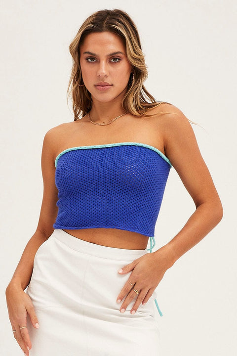 Blue Knit Crop Top